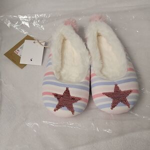 🆕 Joules Dreama Character Slvrstar Sequin Star Slippers Small 11-12